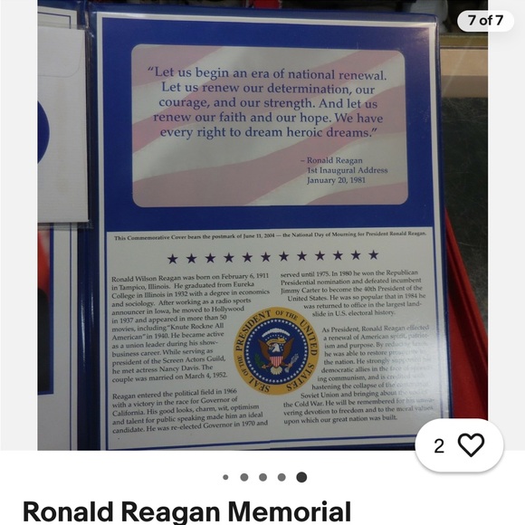 Ronald Reagan Memorial Commemorative Folder - Picture 7 of 7